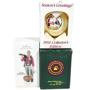 Christmas Ornaments Lot 3 John Wayne, Bear with Gingerbread Man, Campbell Soup